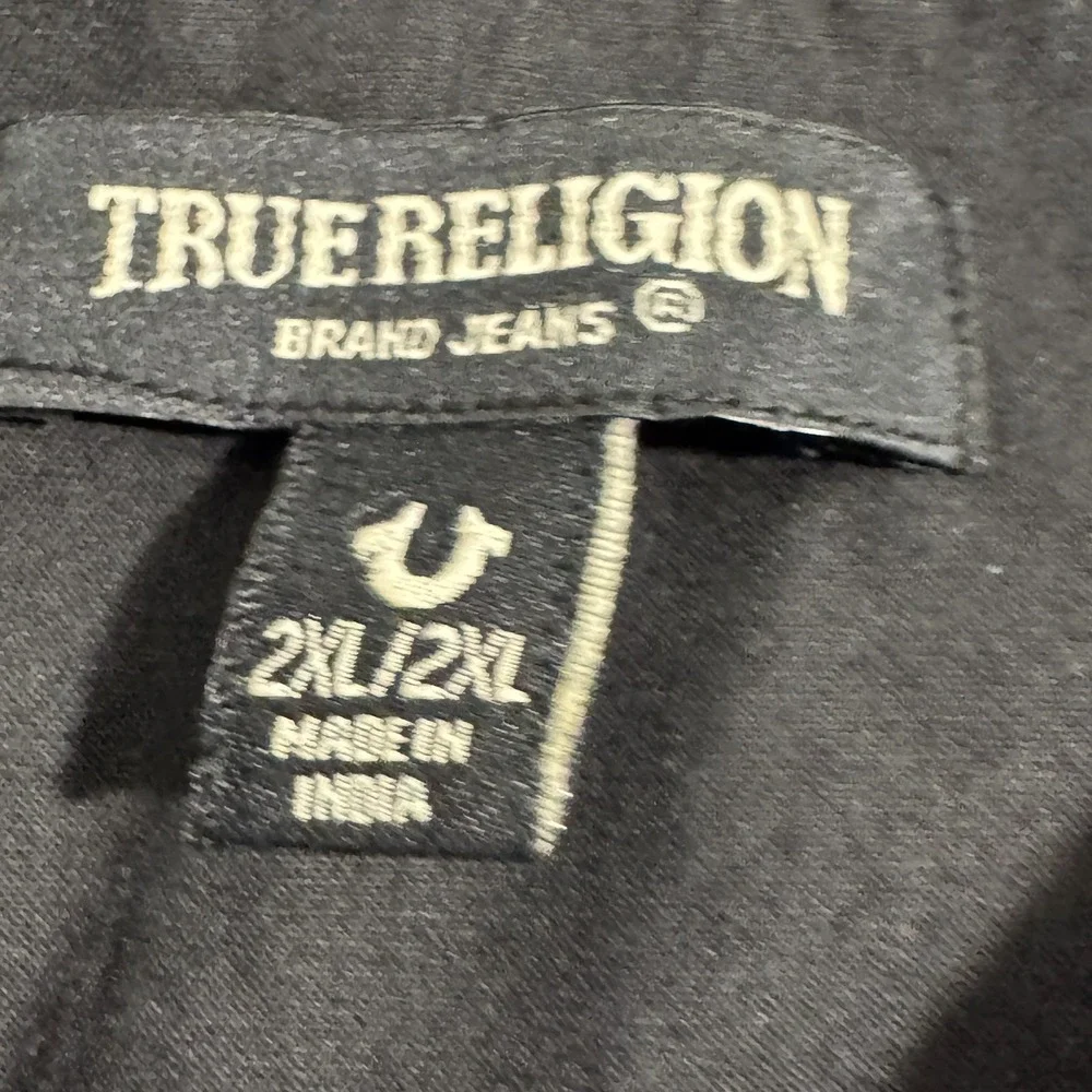 True Religion Work Wear Patch Men's Size 2XL Short Sleeve Button‎ Up RARE
